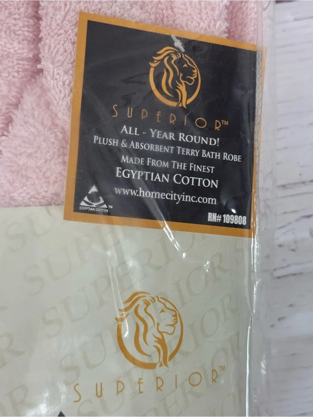 Superior Egyptian Cotton Pink Terry Bath Robe - Large
